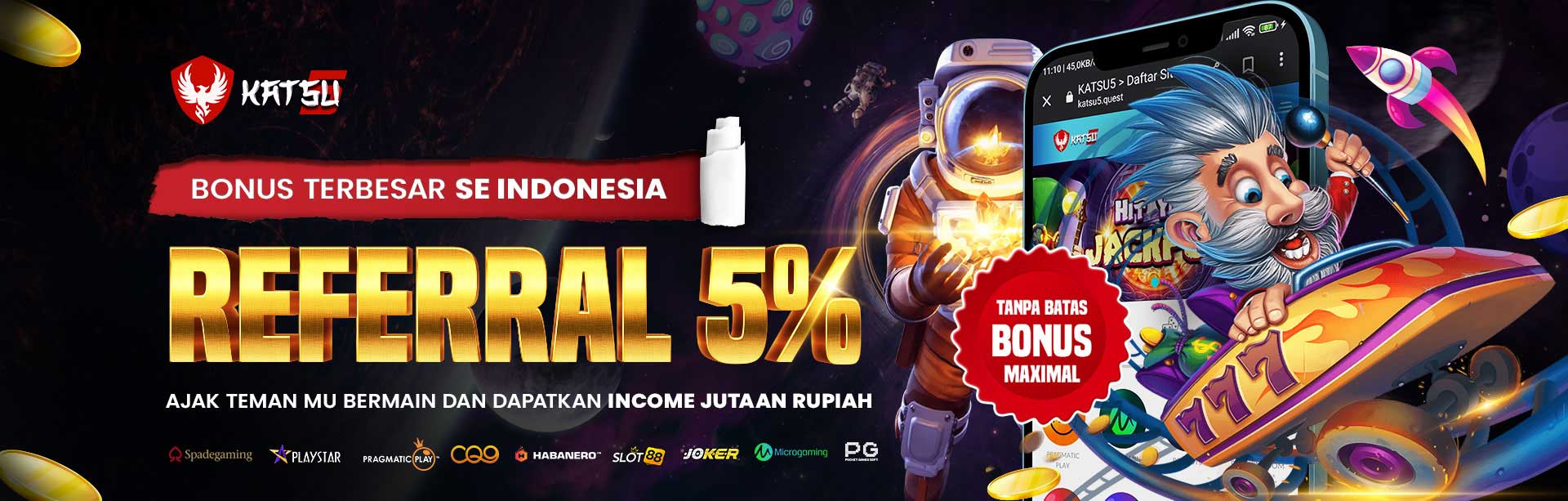 Bonus referral Terbesar se Indonesia Raya 5%